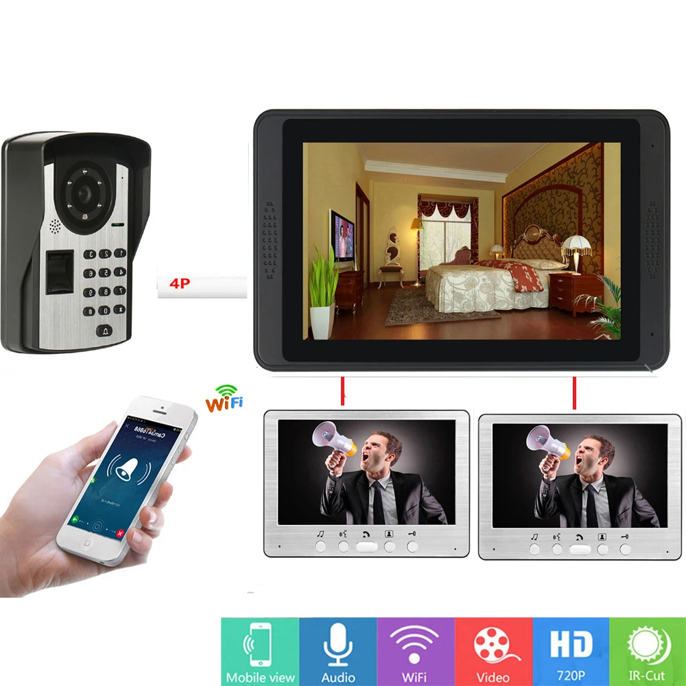 SmartYIBA WI FI дверной звонок + 3 монитора для различных световых эффектов с отпечатков