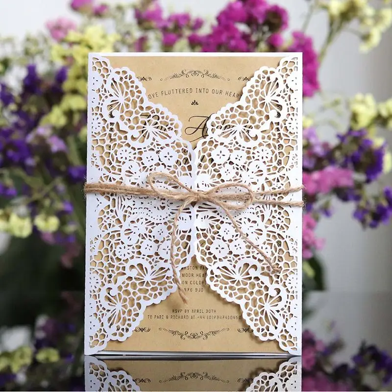 1pcs White Gold West Cowboy Pattern Beautiful Hollow Retro Festival Gift With Kit Message Printing Invitation Paper Blank Card | Дом и сад