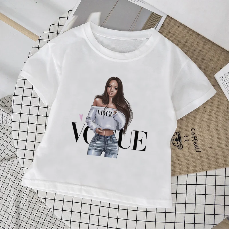 

Fashion Summer Tee Shirt Enfant Modern Girl Trend Girl Tshirt Children Harajuku Design T Shirt Boys Round Neck Casual Shirt Kids