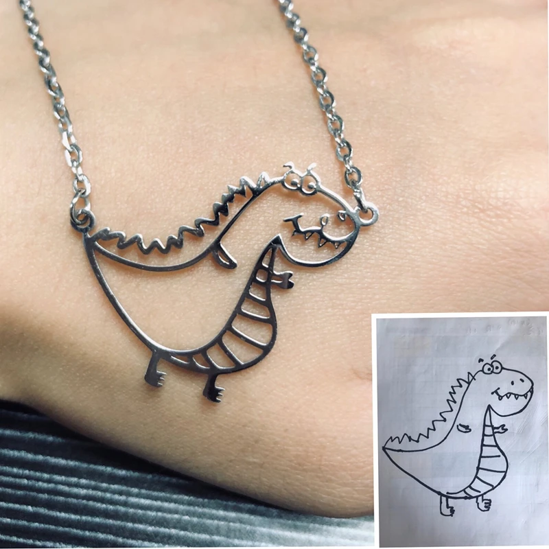 Заказное детское Рисование брелок ожерелье из нержавеющей стали художественное