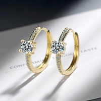 luxury charming big hoop earrings for women crystal stud zirconia stone goldenwhite shiny hoops piercing earring jewelry gift