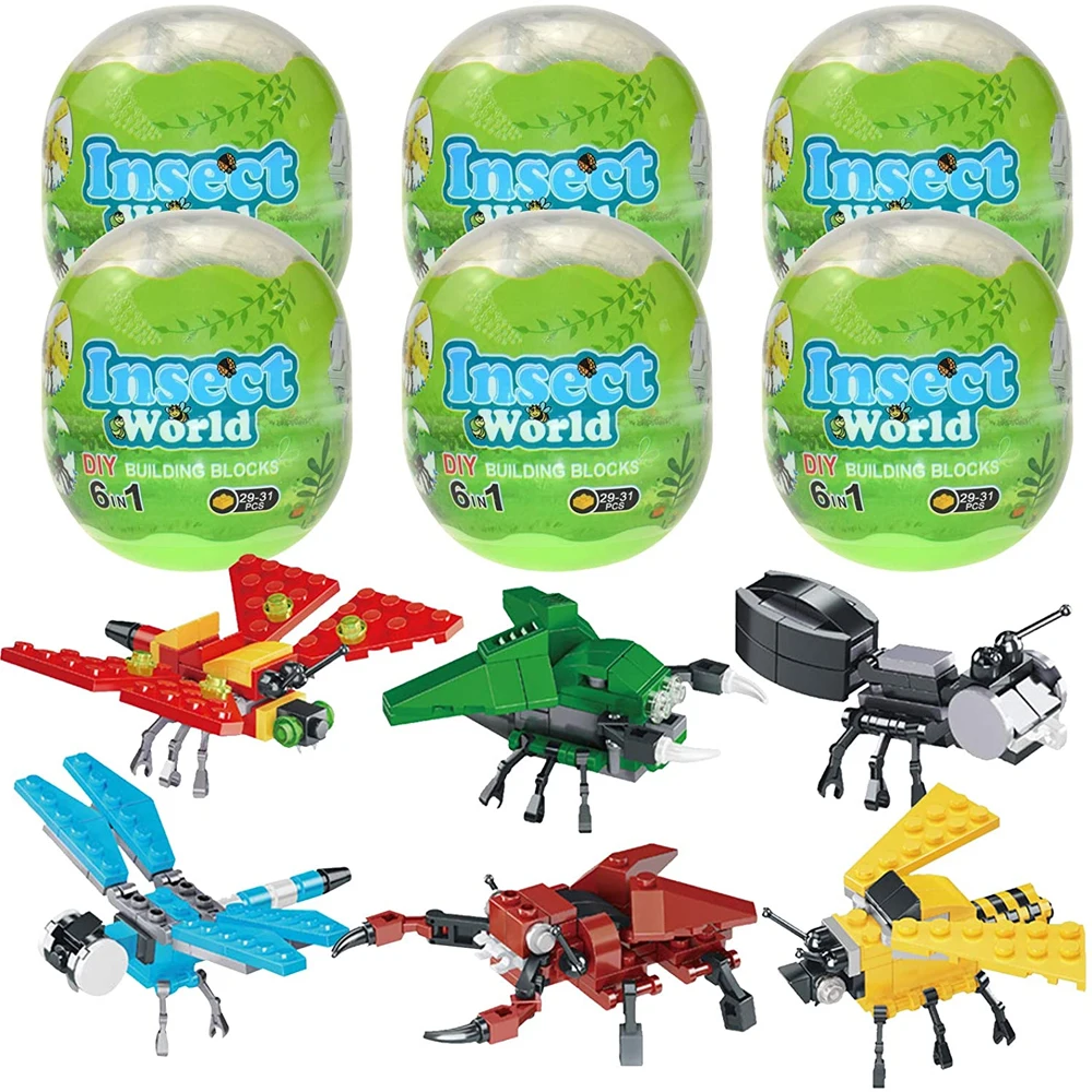 

6 IN 1 Simulated Technical Insect Bee Wrap Butterfly Dragonfly Building Block Animal MOC Bricks City Construction Children Toy