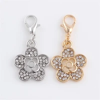 20pcslot fashion hollow flower charms pendant charms lobster clasp rhinestone silver plated golden dangle accessories 2117mm