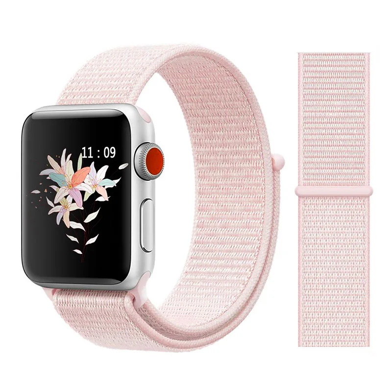 pearl Pink Нейлоновый спортивный бесшовный мягкий для наручных часов iwatch серии 4/5/3/2/1 дышащий замена ремешок для наручных часов Apple Watch 38 мм/40 мм/42 мм/44 мм - Цвет ремешка: pearl Pink