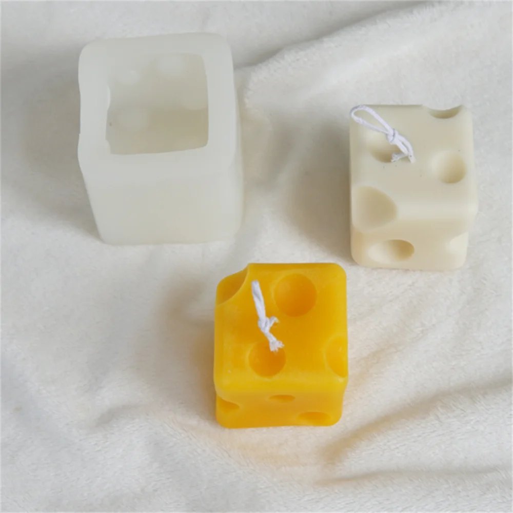 

DIY 3D Square Cheese Shape Scented Candle Mold Silicone Soap Mould For Handmade Aromatherapy Moule Bougie Glacon Resin Making