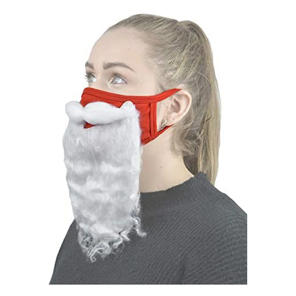 

4 Pcs Adult Cartoon Headband Women Santa Claus Mask Face Fabric Beard Christmas Plush Gift Festival Decoration Ornaments Present