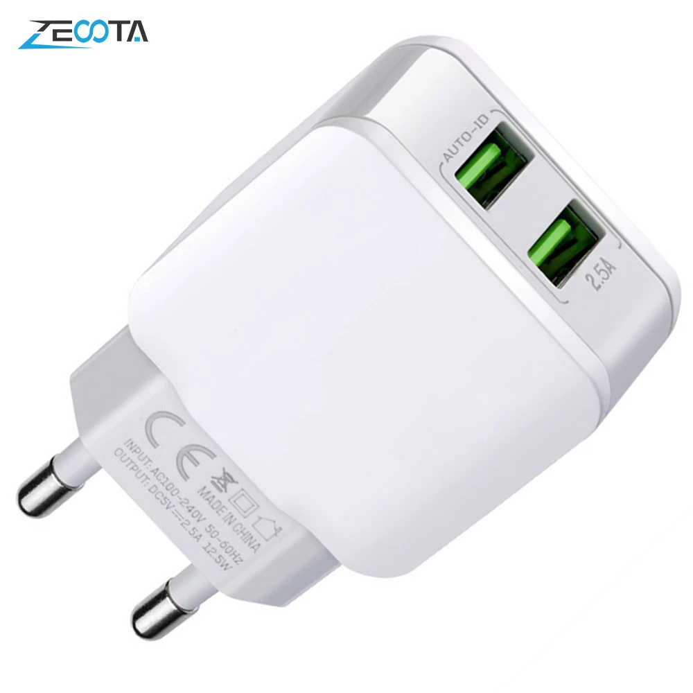 Смарт USB зарядное устройство для сотового телефона, настенный адаптер для путешествий, двойной USB адаптер для быстрой зарядки, штепсельная вилка европейского стандарта для IPhone, samsung, Xiaomi, планшета, huawei
