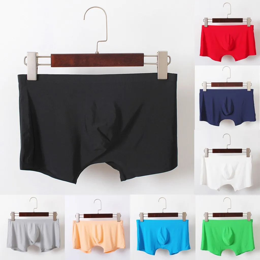 

Men Sexy Underwear Shorts Underpants Pouch Soft Panties Men's ultra-thin breathable boxer shorts ice silk seam majtki mes Boxers