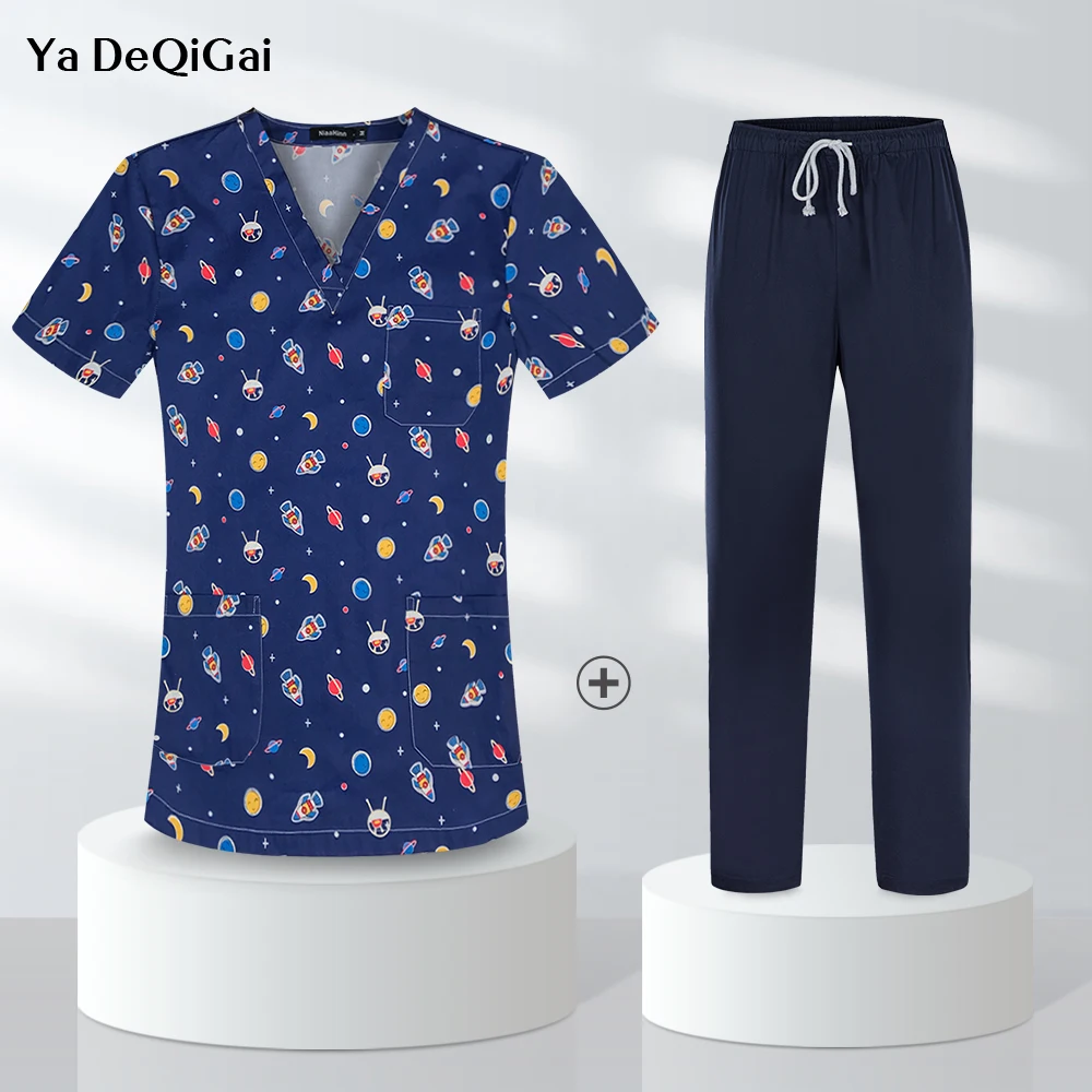 

Высококачественная рабочая одежда для лаборатории, стоматологическая больница, классические топы с V-образным вырезом, топы и брюки для сал...