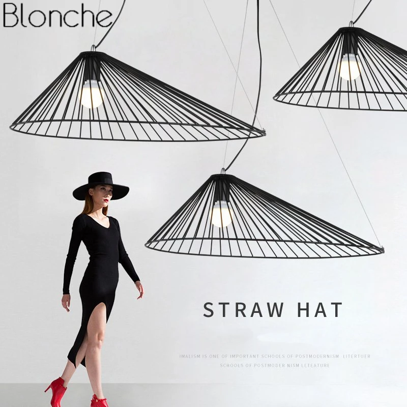 Nordic Straw Hat светодиодные подвесные светильники для гостиной Лофт промышленный