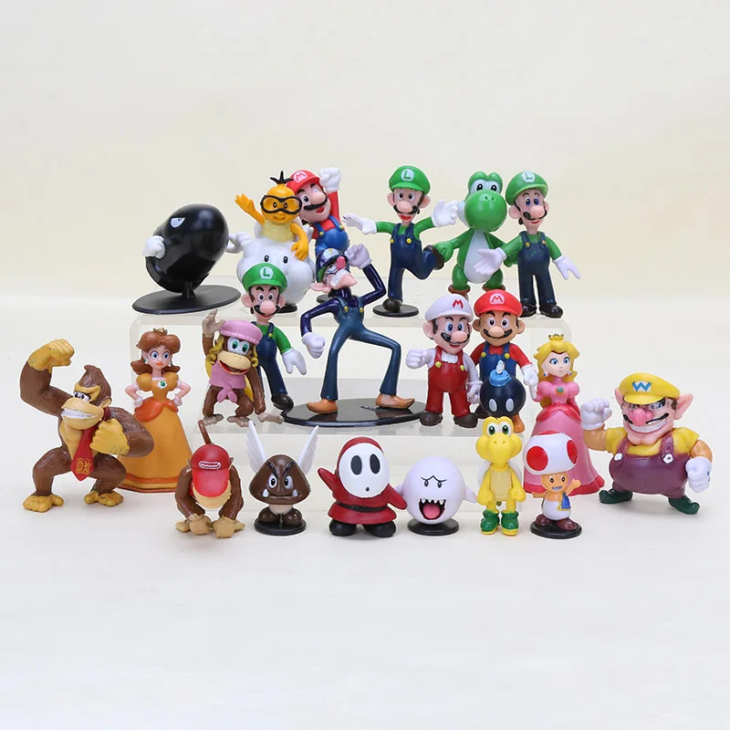 3 ~ 8 см 22 шт./компл. Super Mario Bros мини ПВХ Фигурки Игрушка Луиджи гриб Bowser Yoshi Принцесса
