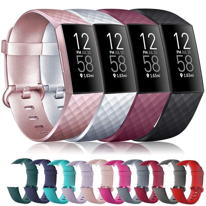 Ремешок силиконовый для Fitbit Charge 4 сменный спортивный мягкий браслет смарт-часов 3