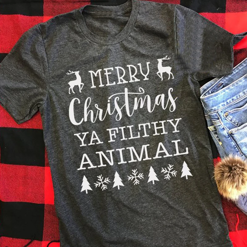 

Woman Tee Long Sleeve Shirt Style Believe Merry Christmas Tree Women Winter T-shirts Tee Womens Female Tshirt Tops