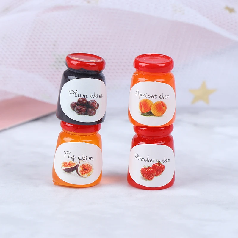 4Pcs 1:12 Kitchen Doll House Accessories 4 Bottles Jams DIY Dollhouse Food toy Miniatures | Автомобили и мотоциклы