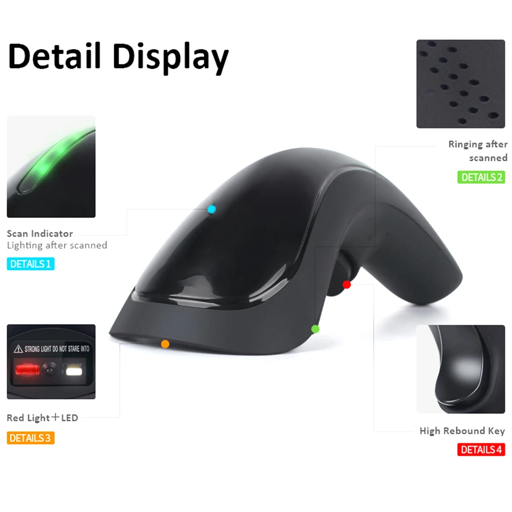 Беспроводной сканер штрих кода RF1000G ручной Wechat считыватель для мобильного