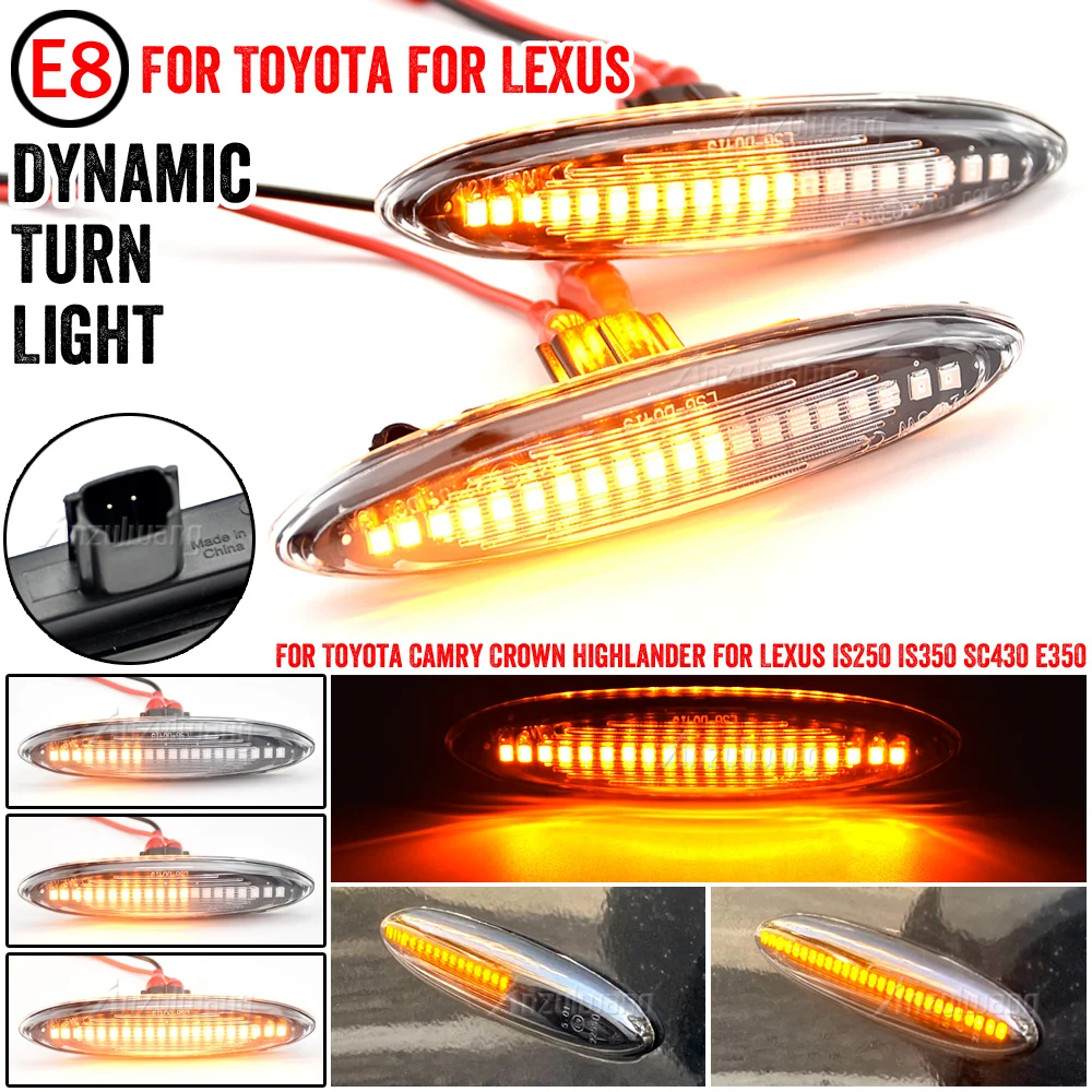 

1Pair Led Dynamic Side Marker Turn Signal Light For Lexus IS250 IS350 SC430 Toyota MARK X REIZ CROWN UZZ40 Highlander Camry 40