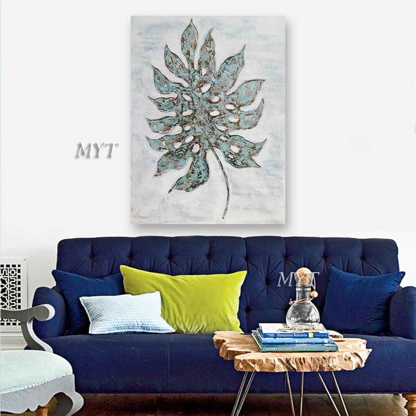 Художественные настенные Подвески с большой текстурой акриловые листья Картина