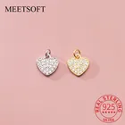MEETSOFT романтический 925 стерлингового серебра в форме сердца циркониевые амулеты DIY ручной работы ожерелье ювелирные изделия оптовая продажа аксессуары подарок