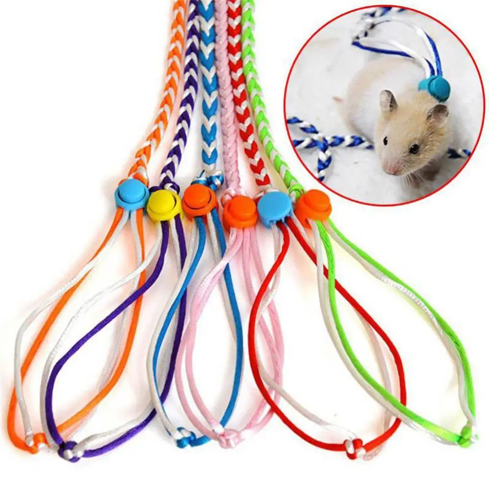 

1.4/2m Small Pet Hamster Rabbit Adjustable Traction Rope Walking Collar Leash hamster accessories brinquedos pet accessories