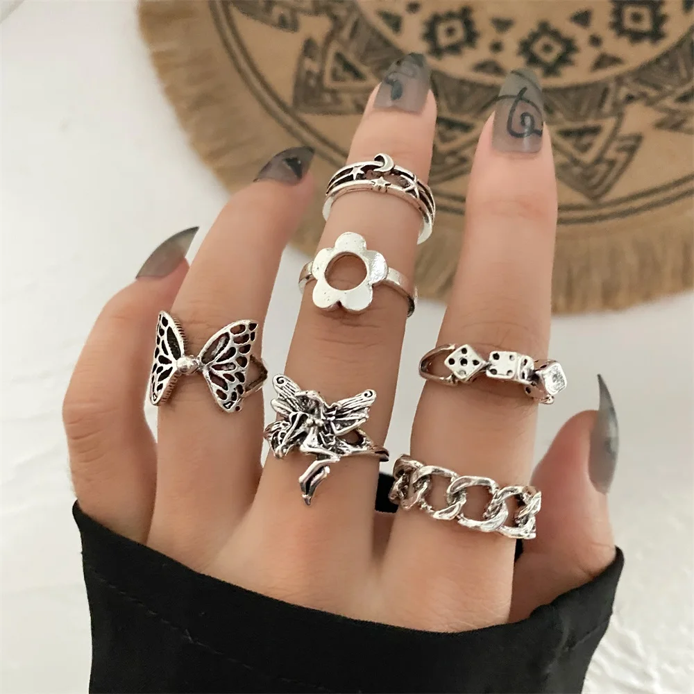 Кольцо IFME в стиле хип-хоп с цветами и бабочками для женщин мужчин кольцо на палец