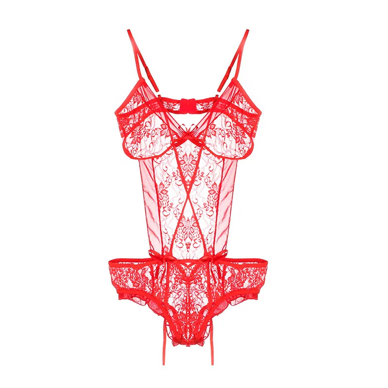 

New Ladies Sexy Fashion Underwear Jumpsuit Summer Pajamas Erotic Lingerie Red Lace Tights Doll Dress Female
