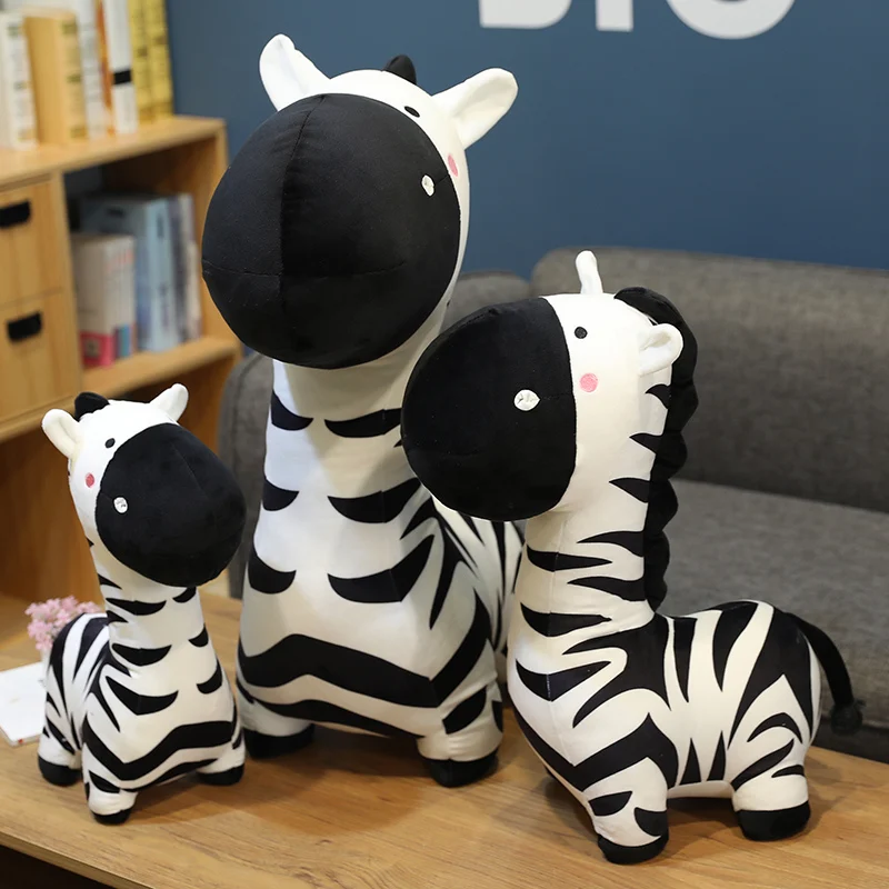 Cute Standing Zebra Stuffed Cartoon Animals Plush Toy Simulation Doll Photography Props Christmas Birthday Gifts for Kids | Игрушки и