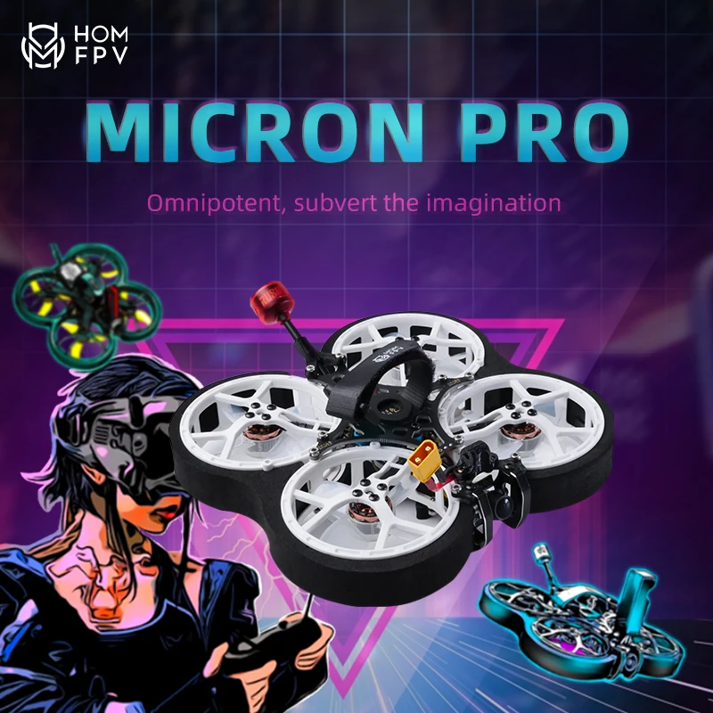 HOMFPV Micron Pro HD Fpv Racing Drone Cinewhoop Nebula Nano Vista F4AIO 35A ESC Motor 1105 4500kv 95mm Frame Kit RC Quadcopter