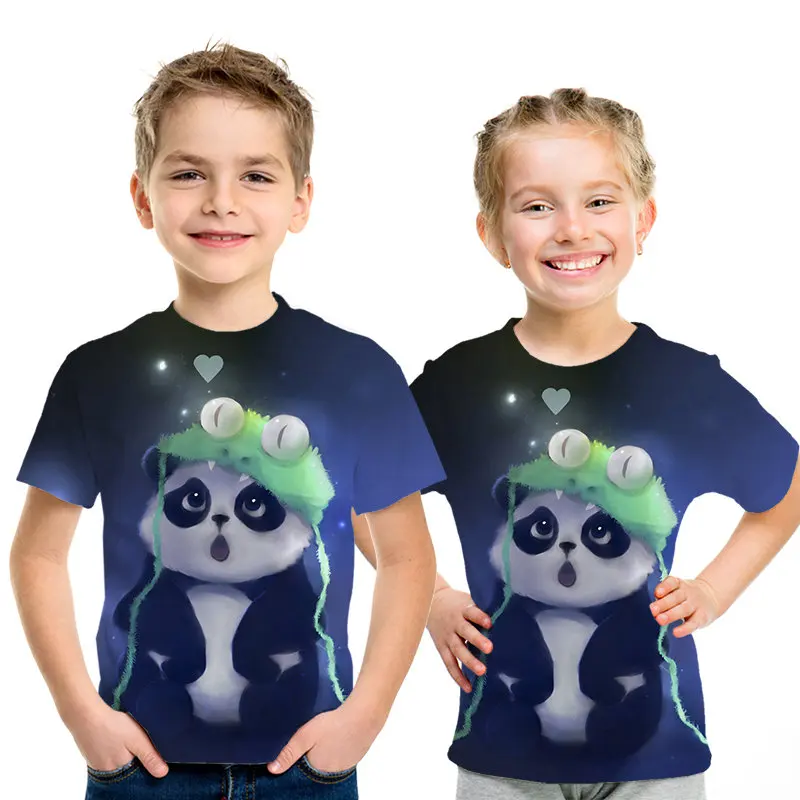 Забавная футболка с 3D ракетой и енотом Детская круглым вырезом изображением