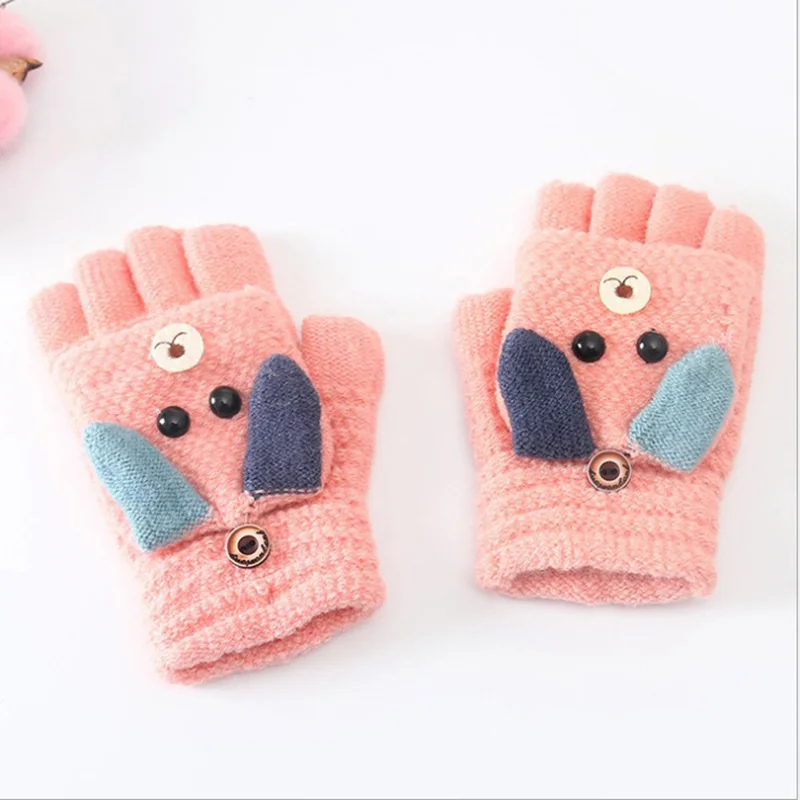 pink Детские перчатки с героями мультфильмов; зимние детские перчатки для маленьких мальчиков и девочек; теплые вязаные варежки для малышей; Handschoenen - Цвет: pink