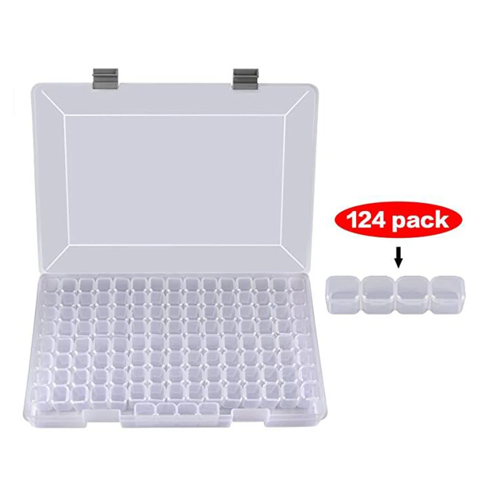 

124 Grids Plastic Storage Box Sets for Diamond Painting Embroidery Accessories Tools Container Box Holder