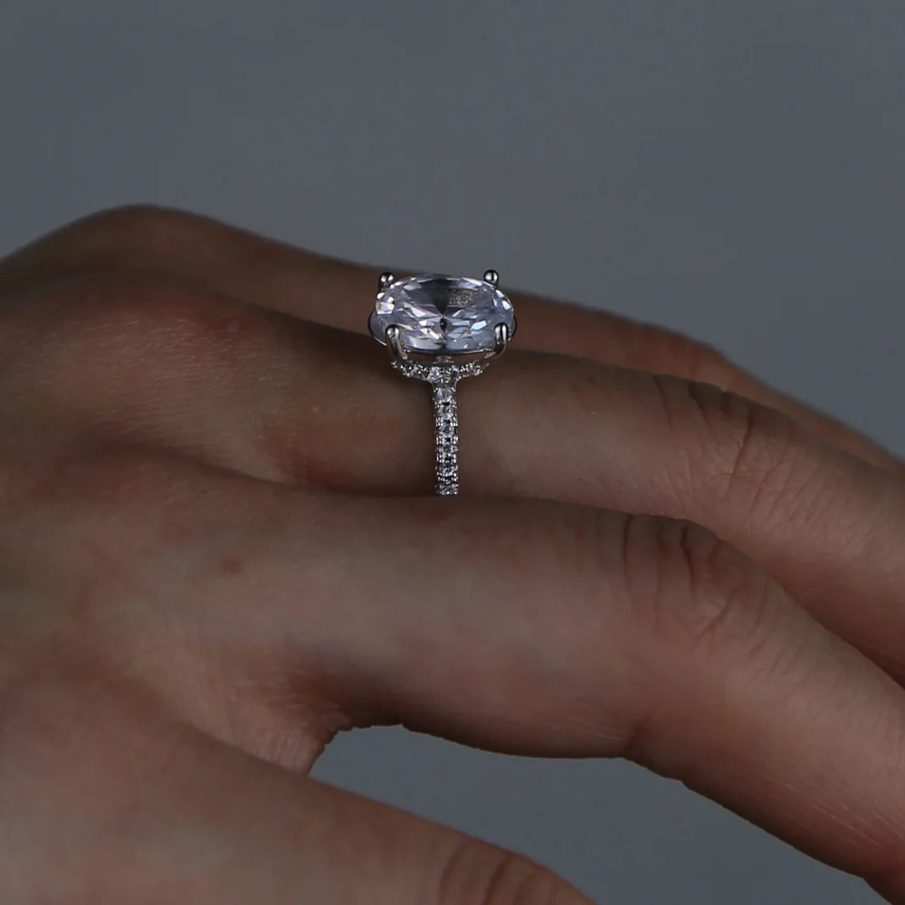 Серебряный цвет обручальное кольцо для женщин 5A фианит овальной формы cz