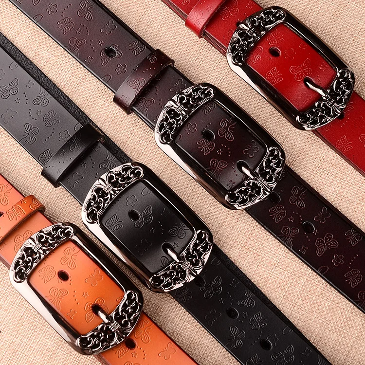 New Women's Leather Belt New Fashion High-grade Genuine Pure Men Belt Jeans European American Vintage Personality Punk Luxury