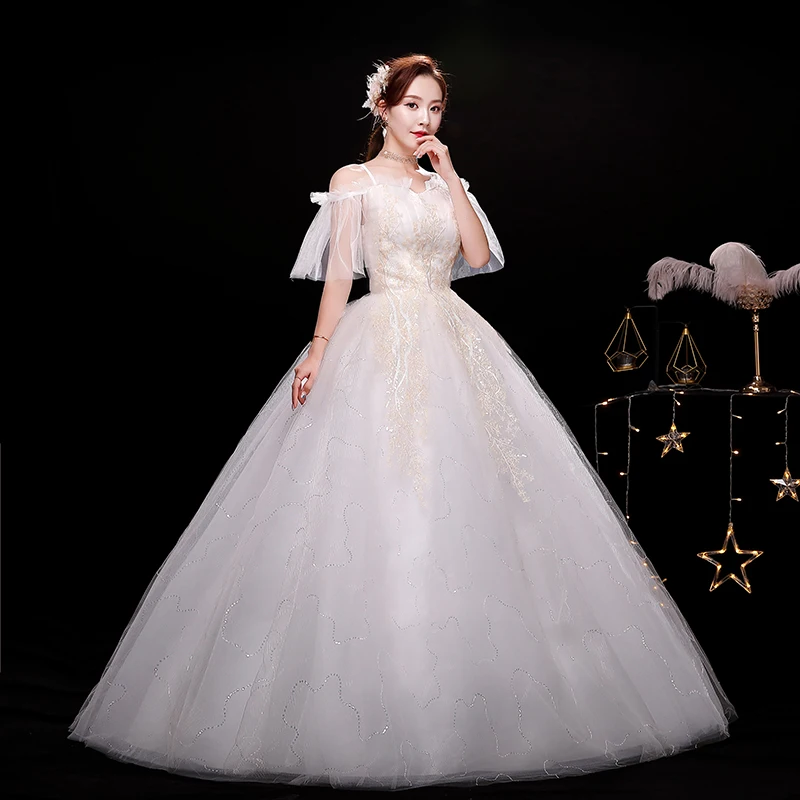 

Кружевное свадебное платье с V-образным вырезом, блестками и вышивкой