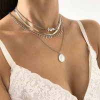 korean fashion alloy head portrait circle coin pendant necklace for women girls gold silver colour chokers necklace accessories