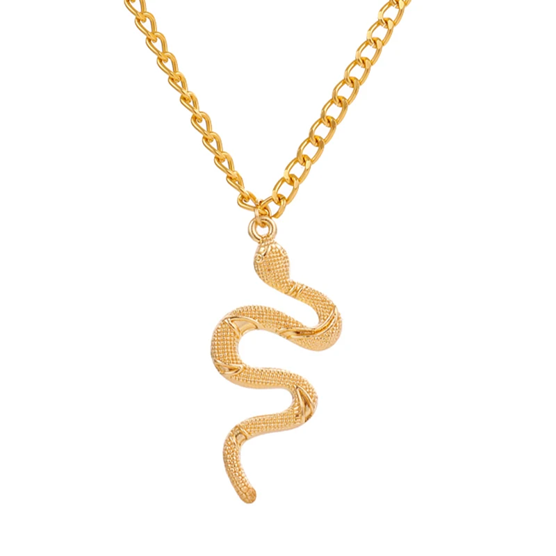 

EN 2021 Punk Snake Animal Pendant Necklace Golden Silver Color Men Women Neck Jewelry Gifts Statement Pouplar Necklace Wholesale