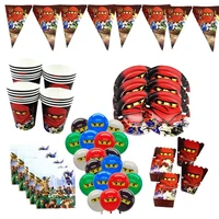 126pcslot ninja theme party decoration tableware paper cups plates hats baby shower banner kids birthday party supplies