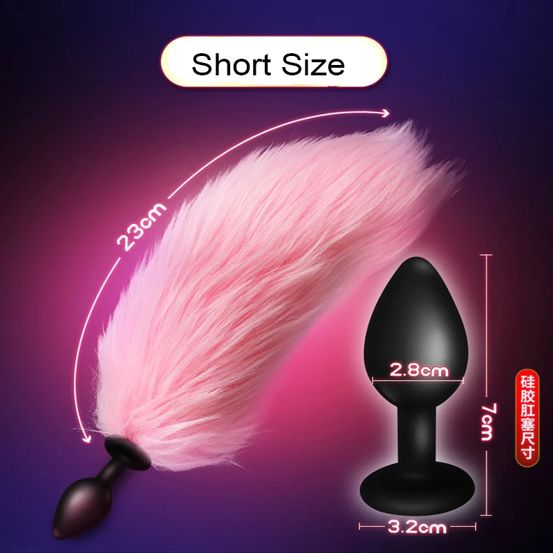 Светящаяся безопасная металлическая силиконовая Анальная пробка с лисьим