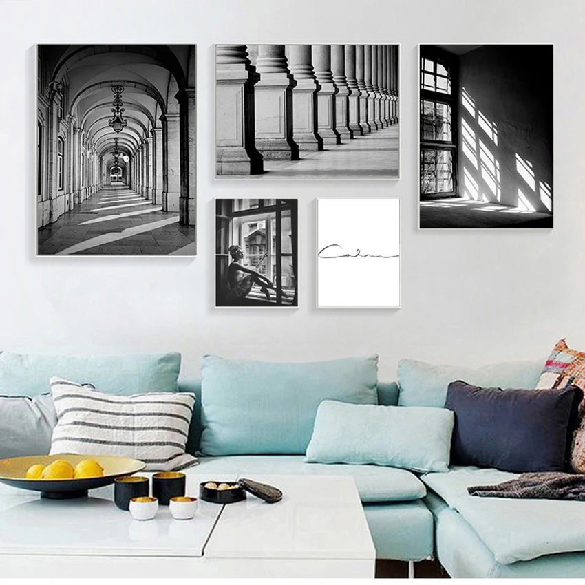 

Картины для гостиной Скандинавская черно-белая Картина на холсте с изображением девушек Настенная картина s-печать на стене