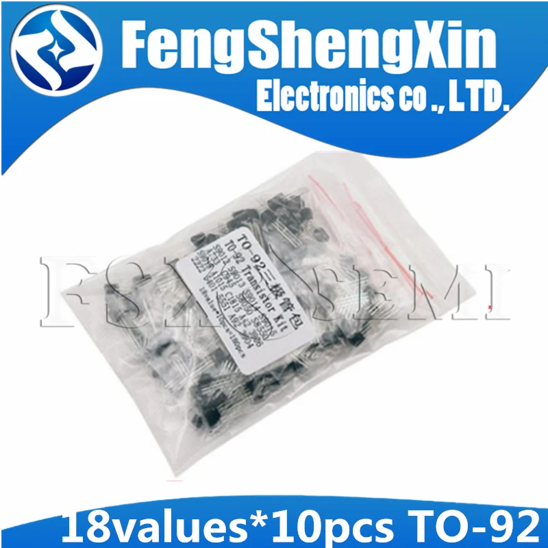 

18values X10pcs=180pcs TO-92 Transistor Assorted Kit 2N2222 S9013 S9014 S9015 S9018 S8050 S8550 5551 5401 2N3904 2N3906 C1815