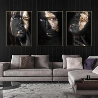 african art black gold woman canvas painting art poster and print nordic painting modern living room home decoration