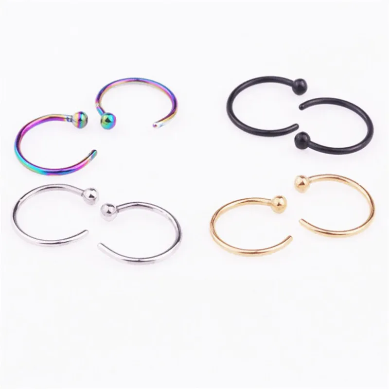 Панк нержавеющая сталь поддельное кольцо для носа C клипсой губ серьги Helix Rook Tragus