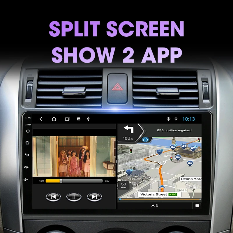 Jansite 9 &quotавтомобильное радио Android 0 для Toyota Corolla 2006 2013 Сплит экран Multimidia видеоплеер
