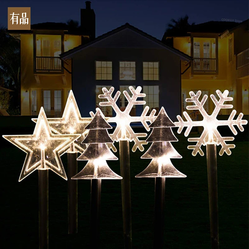 

Youpin New Solar Lawn Lamp Five-pointed Star/ Snowflake/ Christmas Tree Ground Plug Light for Christmas Wedding Outdoor Decor