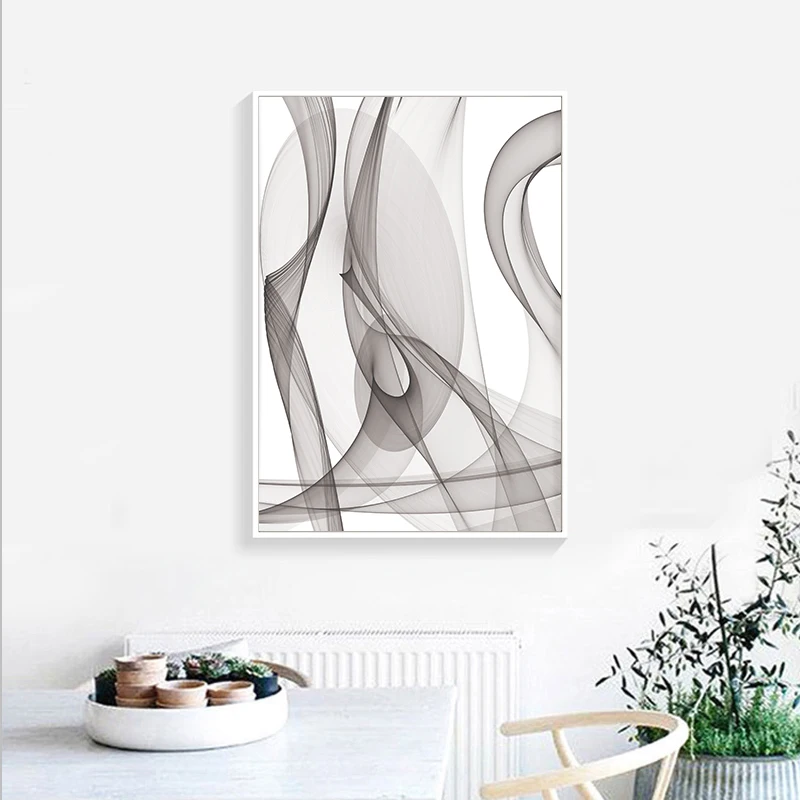 

Black White Line Style Abstract Canvas Painting Wall Art Print Poster Picture Decorative Painting Living Room Home Decoration