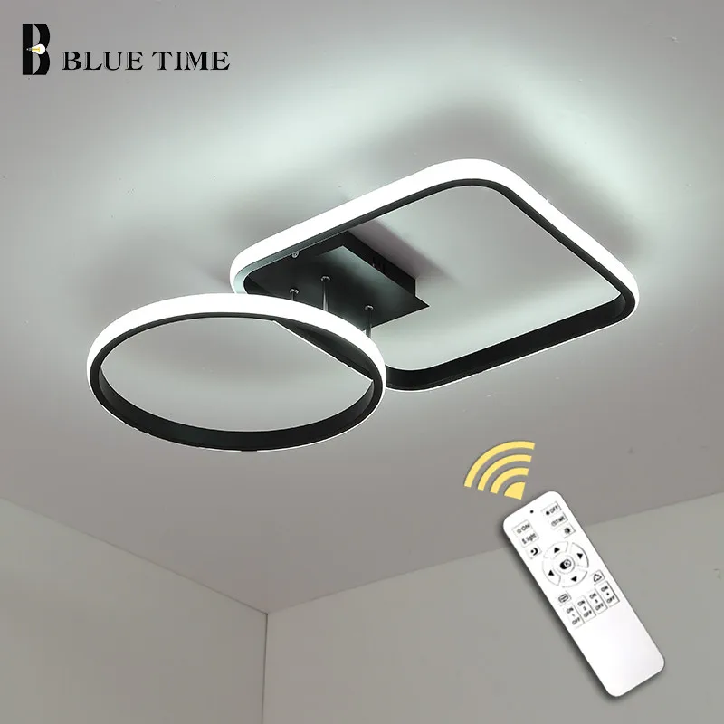 Черная современная светодиодная люстра 110 В 220 Потолочная для спальни маленькой