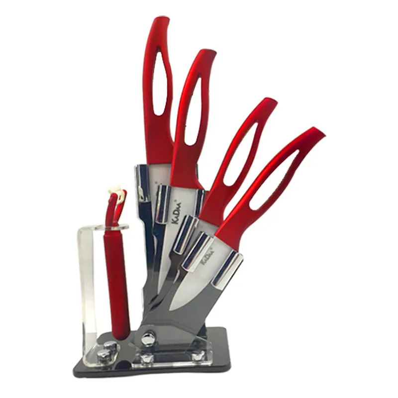 

6pcs Ceramic Knife Set Kitchen knives with Holder Fruit Peeler Kitchen Cutlery Chef Knife with Stand Sharp Cleaver Knife Tools