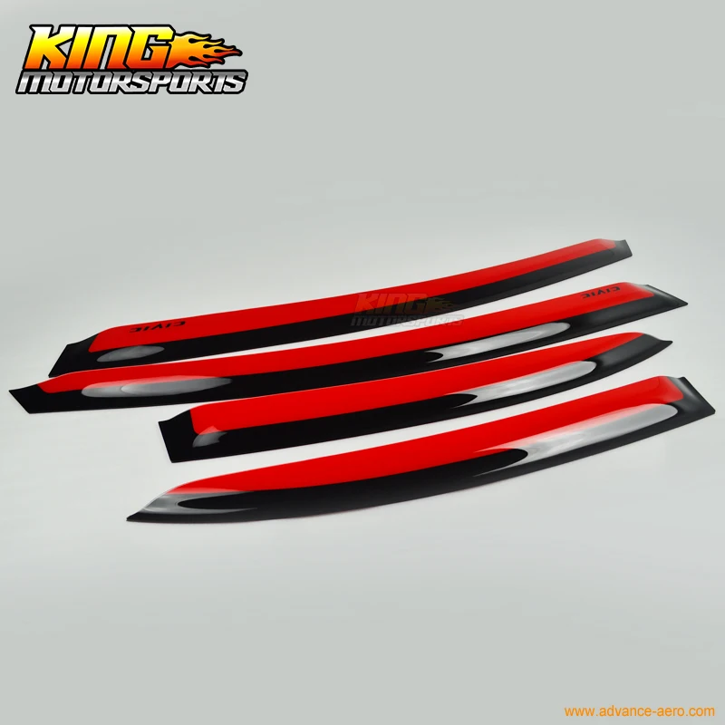 Солнцезащитные дефлекторы Rallye Red подходят для 06 11 Honda Civic Acura CSX 4D Sedan JDM Window # R513|window