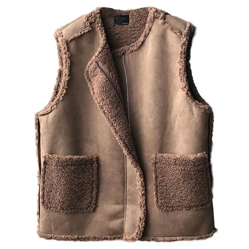 

Ladies ' Vest 2021 Autumn And Winter Korean Style Youth Solid Color Sleeveless Loose Double-Sided Velvet Wild Vest