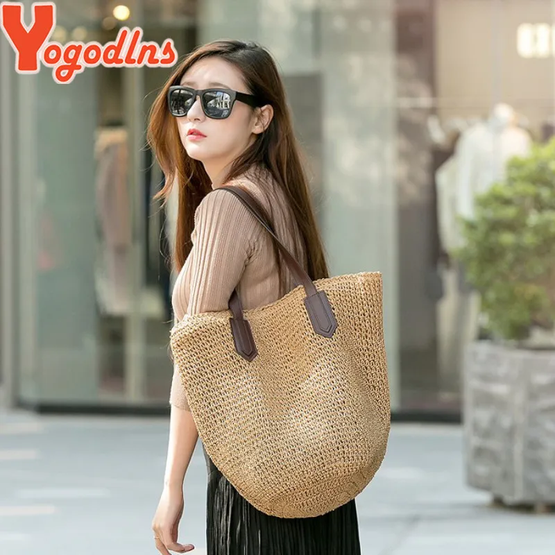 Yogodlns женская сумка ручной работы Соломенная Сумка богемные летние пляжные сумки