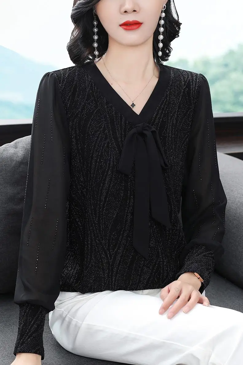 

Fall Long Sleeve T-shirt Women Fashion Patchwork Black Shirt Ladies Loose Plus Size Tshirts Female 2021 Korean